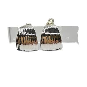 Vintage Napier Silver Tone Textured Wide Hoop Earrings Clip On 80s SKU P 239